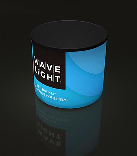 Small Round Backlit Inflatable Mini Counter with Full Color Custom Graphic Print WaveLight® Air small round backlit inflatable mini counter with custom wrap around SEG graphic