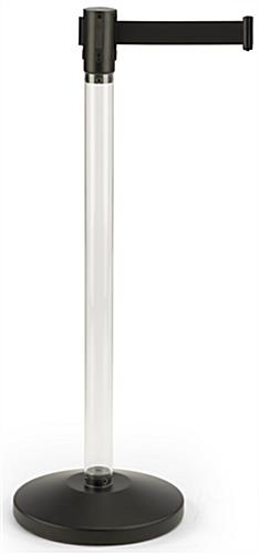 Fillable Clear Stanchion with Black Belt, Plastic Fillable Clear Stanchion with Black Belt, Plastic