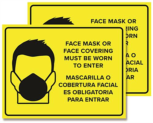 This Bilingual "Please Wear Face Mask" Social Distancing Signage Is Great for Retail Stores and Doctor's Offices Bilingual Please Wear Face Mask social distancing signage with 24 inch by 18 inch dimensions