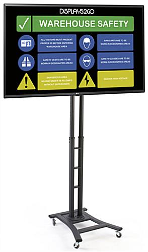 45 x 93 Mobile Digital Sign Monitor Includes 43 Inch LG TV Mobile digital sign monitor with black powder-coated finish and 43 inch LG TV