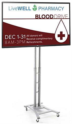 Use This Portable Digital Signage Kit For Medical Clinic Advertising Portable digital signage kit with 43 inch tv and silver satin finish