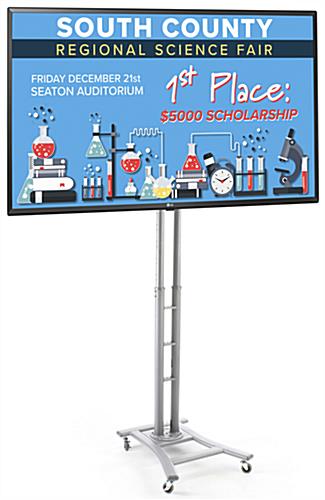 This Digital Signage Trade Show Kit Is Perfect for Traveling Exhibitions Digital signage trade show kit with steel satin finished base and 49 inch LG TV