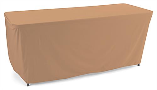 This Convertible Table Cloth is Perfect for Trade Shows Booths Tan convertible table cloth