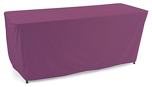 Utilize This Convertible Table Cloth at Your Next Trade Show Booth Convertible table cloth with rich purple color