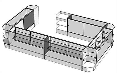 White Cash Wrap & Counter Setup with Adjustable Tempered Glass Shelves White Cash Wrap & Counter Setup
