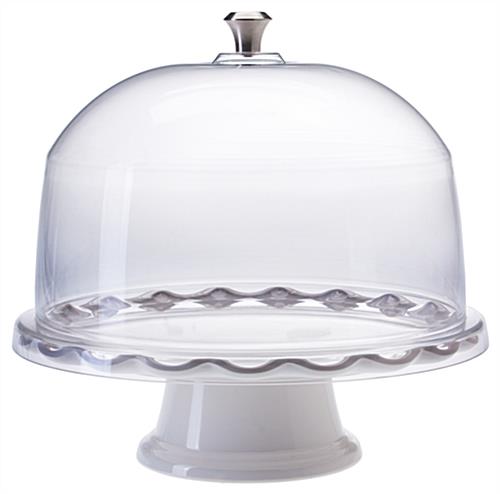 11” White Cake Stand with Dome & Pedestal 11” White Cake Stand with Dome