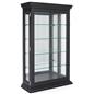 Wood curio cabinet with tempered glass panels