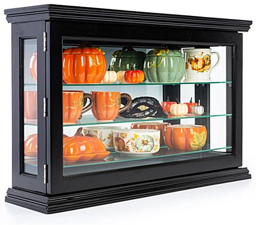 Wall Curio Cabinet - Black Finish Complements Existing Decor Wall curio cabinet with black finish