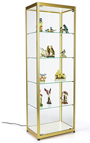 Full Glass Narrow Display Cabinet Uses Clean Lines and Simple Design to Create a Contemporary Feel full glass narrow display cabinet with modern aesthetic