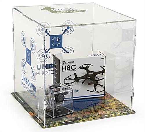 Custom Printed Folding Acrylic Display Cube for Trade Shows and Industry Expos Collapsible custom printed folding acrylic display cube