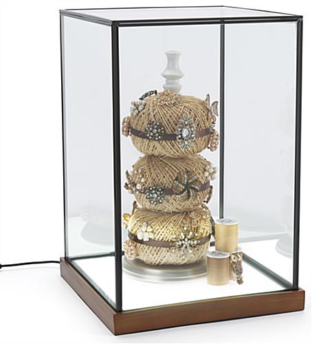 Display Your Crafts in This LED Glass Tabletop Display Box LED glass tabletop display box with antique finish edges