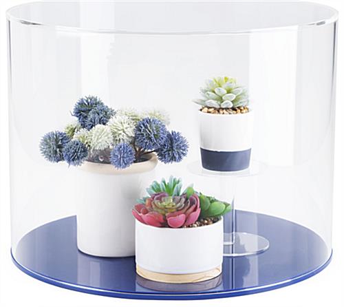 This Clear Acrylic Round Cylinder Display Case Is Perfect for Your Boutique Showcases Clear acrylic round cylinder display case with 12" overall height