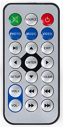 Digital signage video literature rack includes remote