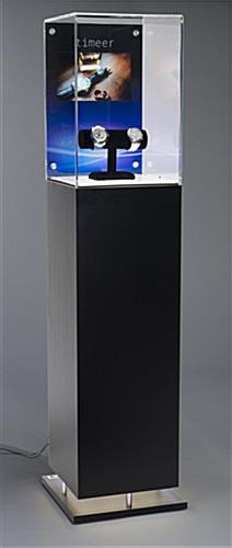 Multimedia Display Case Pedestal for Dimly Lit Environments Bright LED Lit Multimedia Display Case Pedestal