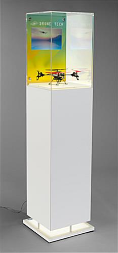 Pedestal Digital Multimedia Display Case for Dimly Lit Environments Bright LED Lit Pedestal Digital Multimedia Display Case