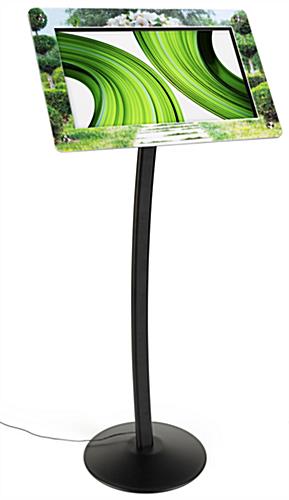 Customized Digital Display Sign Enhances Content Messaging with Branded Graphics Customized digital display sign with video, audio, and photo slideshow features