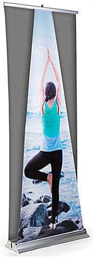 Custom printed 32" W x 89" H Replacement Roll Up Dimensional Pyramid Banner Replacement roll up dimensional pyramid banner measures 32 inches in width
