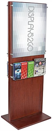 Wooden Double-Sided Poster Pedestal With 10 Leaflet Pockets Mahogany Double-Sided Poster Pedestal With 10 Leaflet Pockets