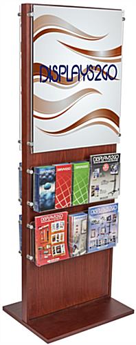 Mahogany Dual-Sided Poster Stand With 20 Brochure Pockets Dual-Sided Poster Stand With 20 Brochure Pockets, Floor Standing