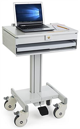 Gray Medical Laptop Cart Height Adjustable Medical Laptop Cart