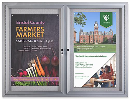60 x 48-Inch Enclosed Bulletin Board - Silver with Gray Fabric Fabric tackboard with durable construction