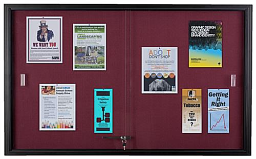 Maroon Fabric Tack Board Perfect for Schools Maroon Fabric Tack Board with Sliding Glass Doors