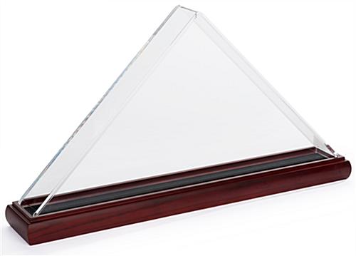 Clear Acrylic Display Case for Flag - Great for Homes or Businesses Clear acrylic display case for flag with mahogany base