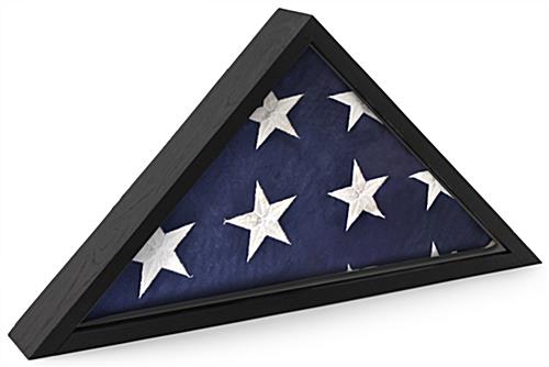 This American Made Flag Display Case Fits 5' x 9.5' Folded Banners Wooden American made flag display case