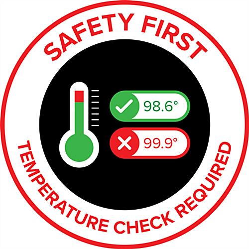 Use This "Safety First" Graphic Floor Decal to Inform Visitors of Required Health Screenings Safety first graphic floor decal with pre-printed message