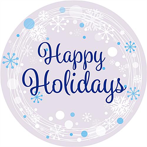 12" x 12" Round "Happy Holidays" Floor Decal with Snowflakes Pre-printed 12" x 12" round "Happy Holidays" floor decal
