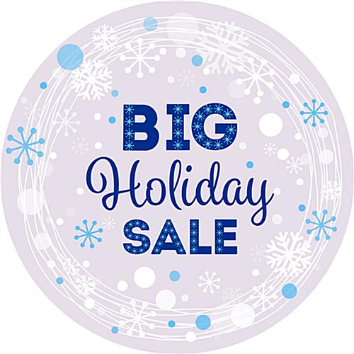 12" x 12” Round "Holiday Sale" Floor Decal with Silver Background 12" x 12” round "Holiday Sale" floor decal with snowflakes