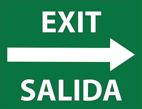 Bilingual Exit Safety Decal Sign With English and Spanish Emergency Message 24" x 18" bilingual exit safety decal sign