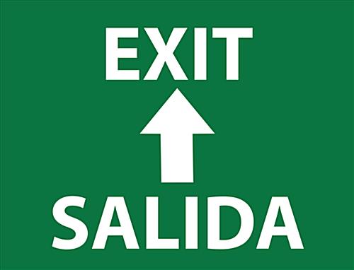 Offer Wayfinding for Guests with this Bilingual Exit Safety Stick-On Floor Sign 24" x 18" bilingual exit safety stick-on floor sign