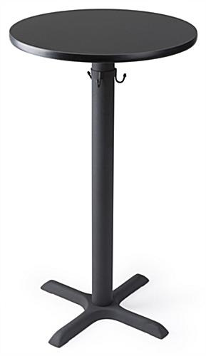Round Black Cruiser Table Comes in Three Pieces for Easy Assembly Round black cruiser table with heavy duty base