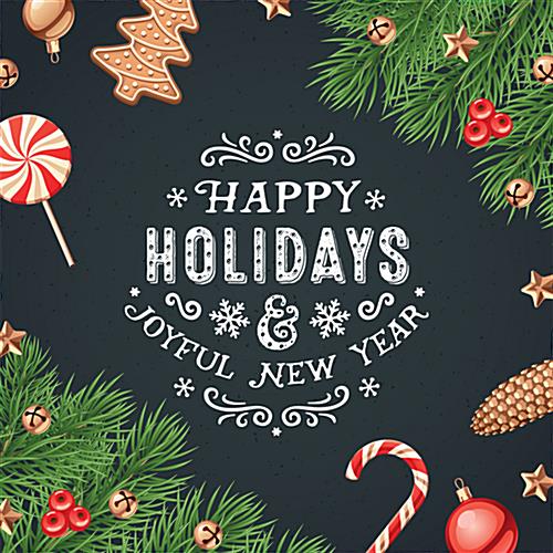 24” x 24” Square “Happy Holidays” Floor Decal - Great for Use on Many Substrates 24” x 24” square “Happy Holidays” floor decal with festive message
