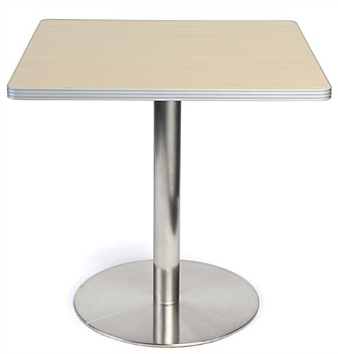 Square Cafeteria Height Pub Table with Steel Base Cafeteria height pub table with square tabletop