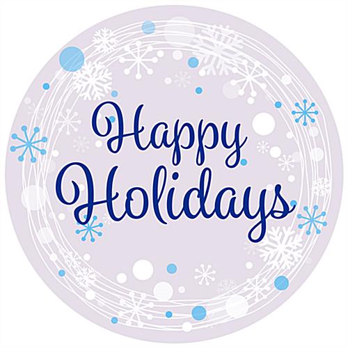 36" x 36" Round "Happy Holidays" Floor Decal with Snowflakes 36" x 36" round "Happy Holidays" floor decal with pre-printed design