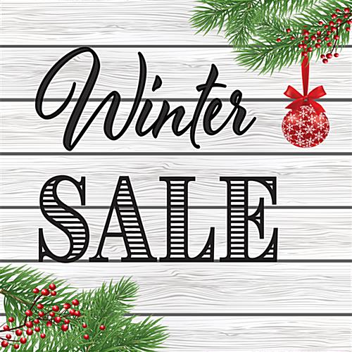 48" x 48" Square "Winter Sale" Floor Decal with Cottage Theme 48" x 48" square "Winter Sale" floor decal for retail environments