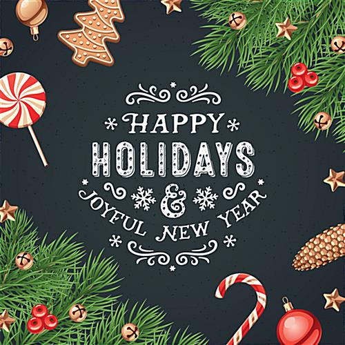 Spruce Up a Door Entrance with this 48” x 48” Square “Happy Holidays” Floor Decal 48” x 48” square “Happy Holidays” floor decal with seasonal artwork