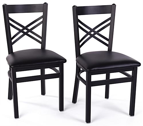 This Black Metal Cafe Chair is Sold in a Set of Two Black metal cafe chair with cross-back design