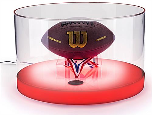 Our Lighted Cylinder Display Showcase is Great for Sports Memorabilia Lighted cylinder display showcase made of clear acrylic