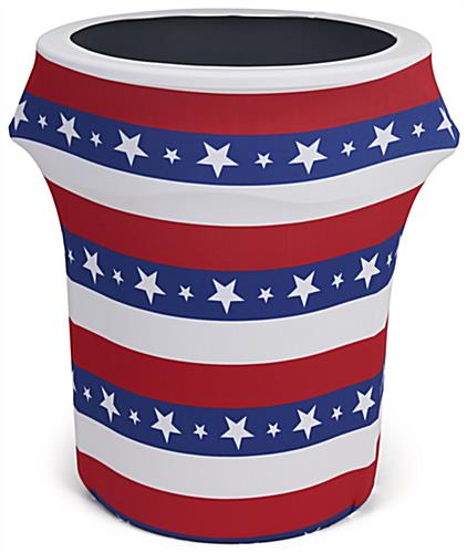 This American Flag Trash Can Stretch Wrap is Perfect for Summer Events Polyester American flag trash can stretch wrap