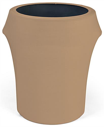 Place These Spandex Trash Can Covers to Hide Unattractive and Ordinary Receptacles Tan spandex trash can covers fits 55 gallon waste barrels