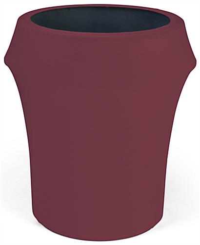 Place These Spandex Trash Can Covers to Help Conceal Unsightly Waste Barrels Burgundy spandex trash can covers fit 55 gallon waste barrels
