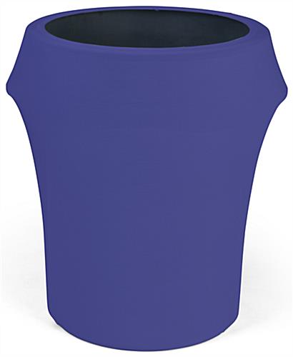 Place These Spandex Trash Can Covers to Conceal Unattractive Waste Containers at Your Next Event Royal blue spandex trash can covers fits 55 gallon waste barrels