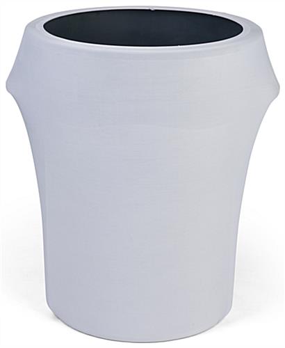 Place These Spandex Trash Can Covers to Help Hide Unsightly Waste Barrels White spandex trash can covers fit 55 gallon waste barrels