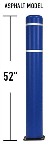 This Blue 52" Flexible Traffic Bollard is Ideal to Protector Vehicles from Damage in Parking Lots Blue 52 inch flexible traffic bollard with white reflective tape