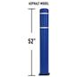 Blue 52 inch flexible traffic bollard with white reflective tape