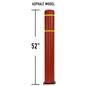 Red 52" flexible traffic bollard with two yellow reflective stripes