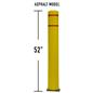 Yellow 52 inch flexible traffic bollard with red reflective tape